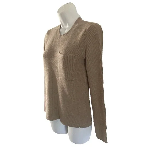 FIGS Sweater Womens Sz XS Latte Beige Long Sleeve Ribbed Knit Preppy Casual Cozy - Picture 5 of 10